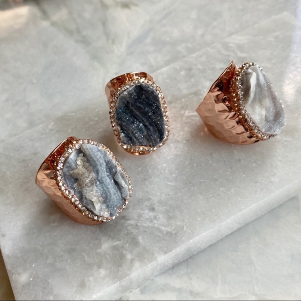 ❗️LAST❗️Rose Gold Druzy Boho Pave Ring - Picture 2 of 8